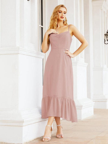 Baoleely Blackless Strap Bridesmaid Dress Ankle Length 28028