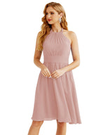 Robe de demoiselle d'honneur courte en mousseline de soie, dos nu, sans manches, robe de soirée formelle, dos nu, Baoleely 28023 