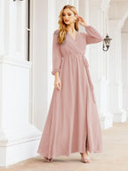 Vestido de dama de honor de gasa para mujer Sunderly, corte en A, manga larga, vestido de noche formal para invitada de boda SY28032 