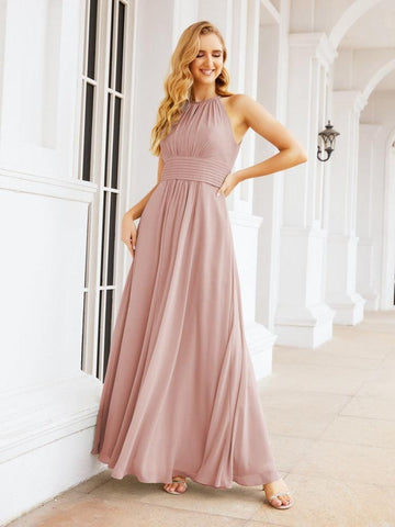 Vestidos de dama de honor Baoleely con escote tipo ojo de cerradura, sin mangas, para fiestas formales de noche y graduación 28043