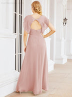 Robe de demoiselle d'honneur Sunnderly, robe de bal formelle à cape, robe dos nu pour la mère de la mariée SY28058 