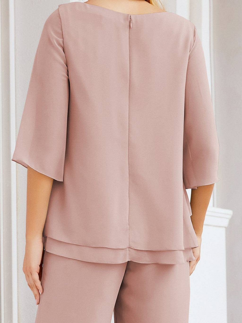 Baoleely Élégante robe mère de la mariée 2 pièces, grande taille, pantalon, volants, couches argentées, peignoir 28064