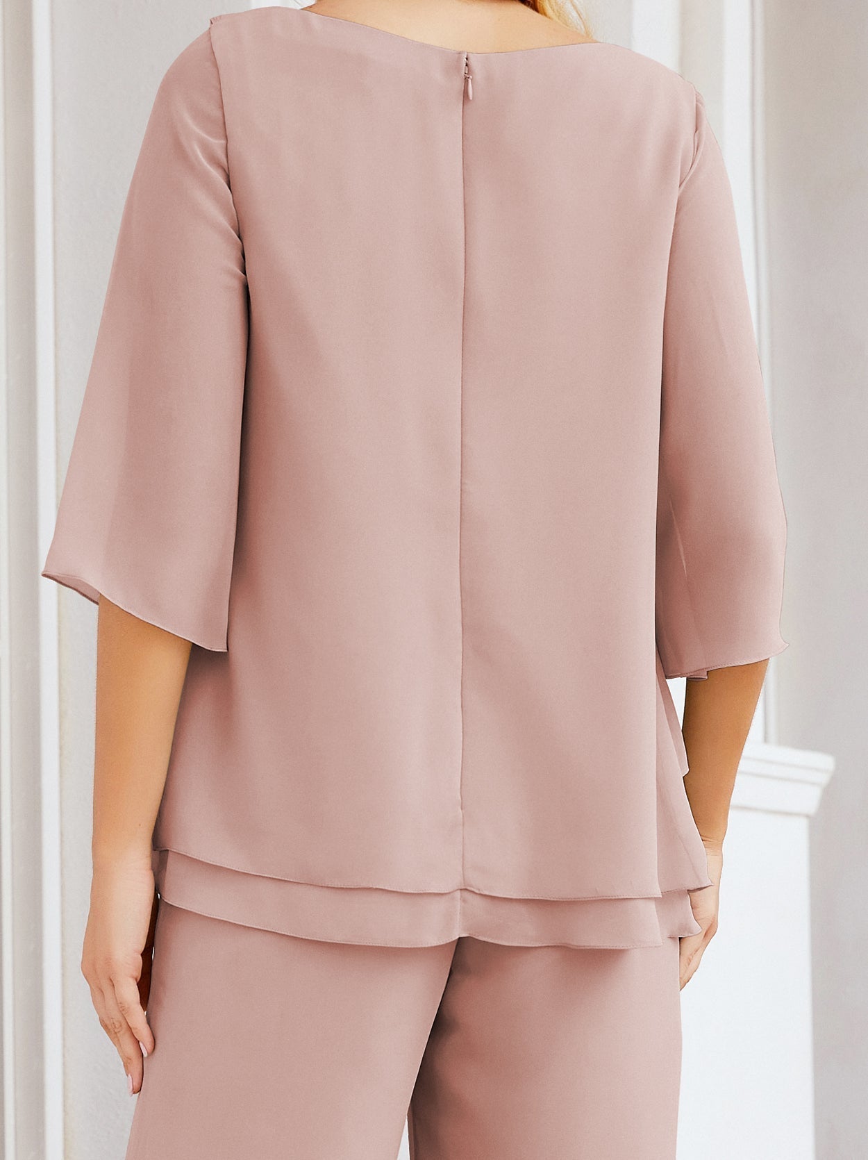 Baoleely Élégante robe mère de la mariée 2 pièces, grande taille, pantalon, volants, couches argentées, peignoir 28064