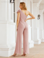 Baoleely Women's One Shoulder Long Jumpsuit Formal Evening Dress Long Bridesmaid Dresses Pants Wedding Party 28034