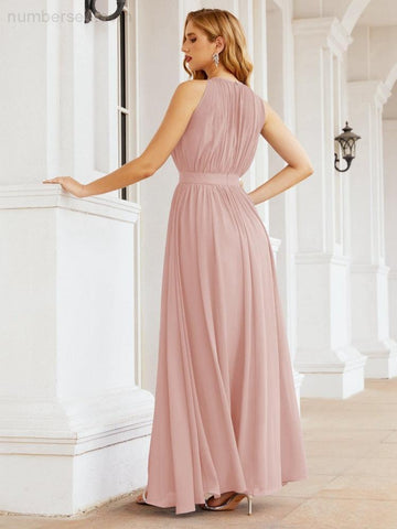 Baoleely Halter Bridesmaid Dress Empire Waist Formal Evening Prom Gown for Mother of The Bride 28030