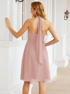 Robe de demoiselle d'honneur courte en mousseline de soie, dos nu, sans manches, robe de soirée formelle, dos nu, Baoleely 28023 