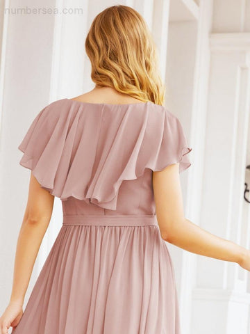 Vestidos de dama de honor con mangas abullonadas para fiesta formal de noche y graduación 28044 