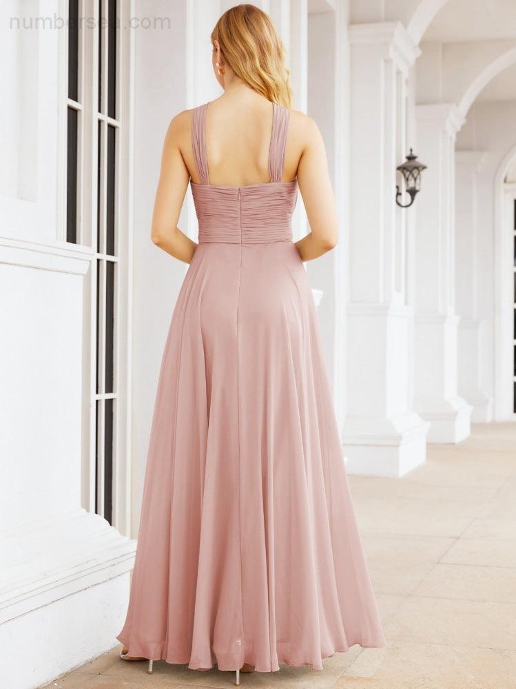 Baoleely Crisscross Halter Bridesmaid Dresses for Party Wedding Evening Prom Maxi Ball Gowns 28053