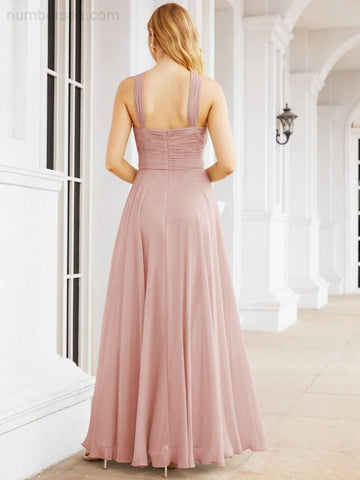 Baoleely Crisscross Halter Bridesmaid Dresses for Party Wedding Evening Prom Maxi Ball Gowns 28053