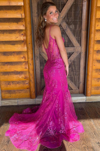 Vestido largo de fiesta de sirena verde brillante con lentejuelas