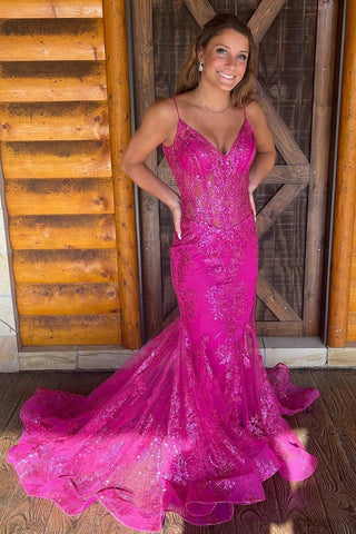 Vestido largo de fiesta de sirena verde brillante con lentejuelas