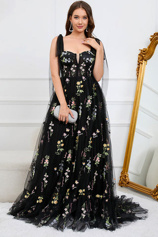 Elegant Black Off The Shoulder Long Sleeves A-Line Prom Dress