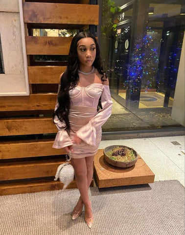 Robe moulante à manches longues pour une soirée d'anniversaire de 18 ans (Y365) pour jeunes filles noires