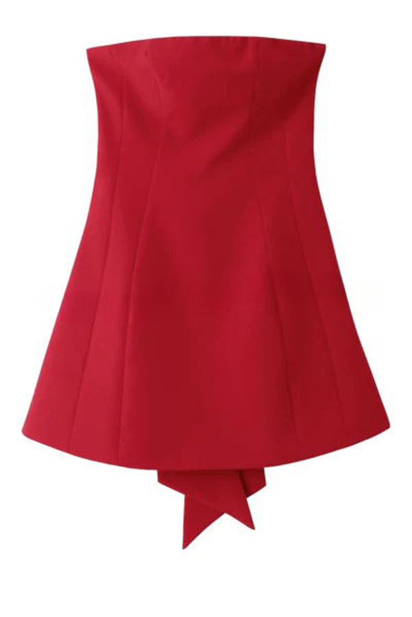 Robe mini à épaules dénudées et nœud dans le dos, idéale pour une soirée inoubliable 