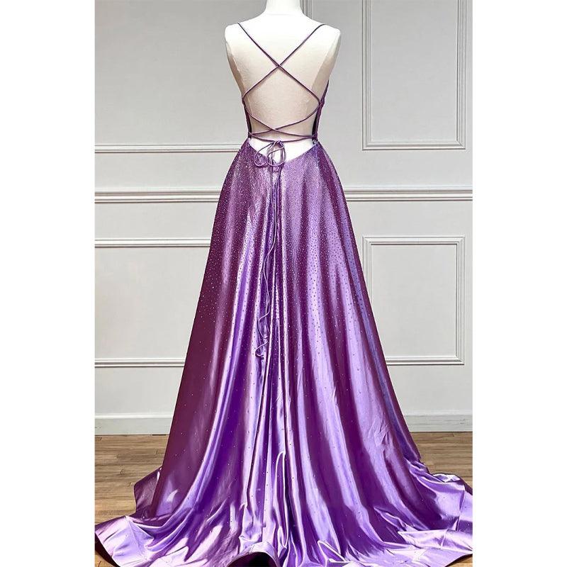 Vestido de fiesta para mujer con tirantes finos, cuentas y brillantes 