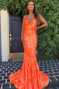 Sparkly Sequin V-Neck Mermaid Long Prom Dress