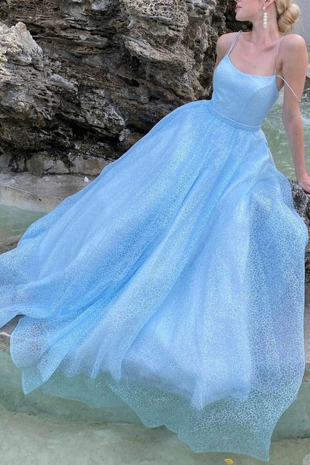 Vestido de graduación brillante de corte A