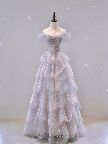 Magnifique robe de bal en tulle à épaules dénudées, robe de soirée Y7580