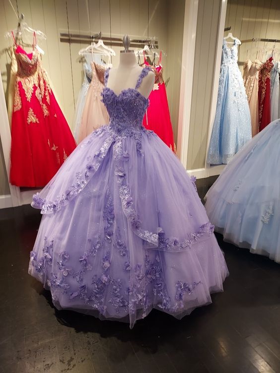Vestido de baile elegante con apliques de tul para quinceañera Y397