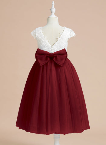 Vestido de niña de las flores para la Primera Comunión, corte en A, satén y tul, hasta la rodilla. 