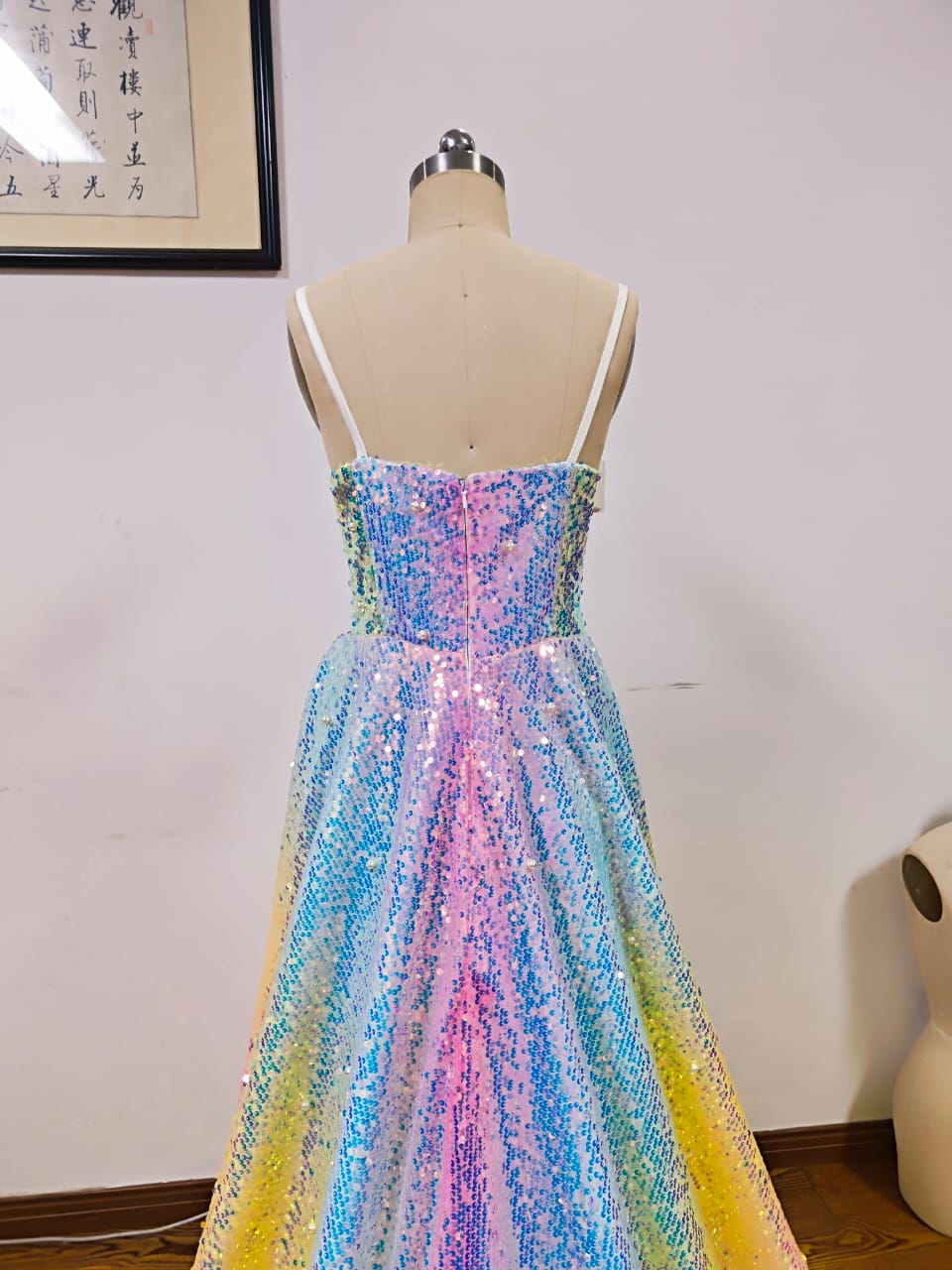 Vestido de fiesta de corte A con lentejuelas y tul brillante Y8378