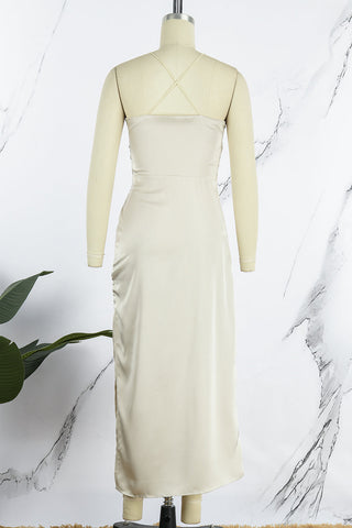 Robe de soirée sexy et simple, dos nu, col en V (4 couleurs) 