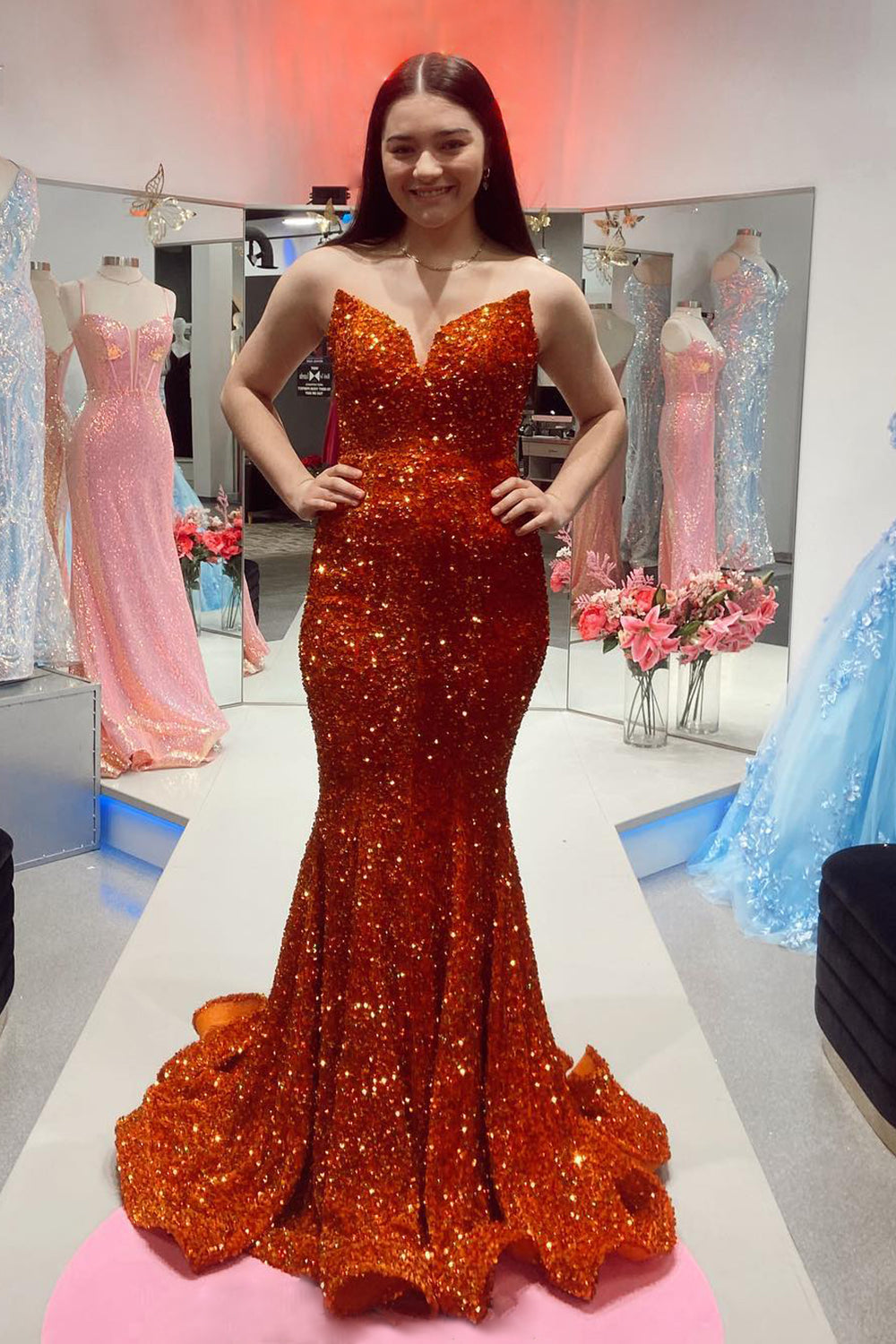 Robe de bal à imprimé cœur