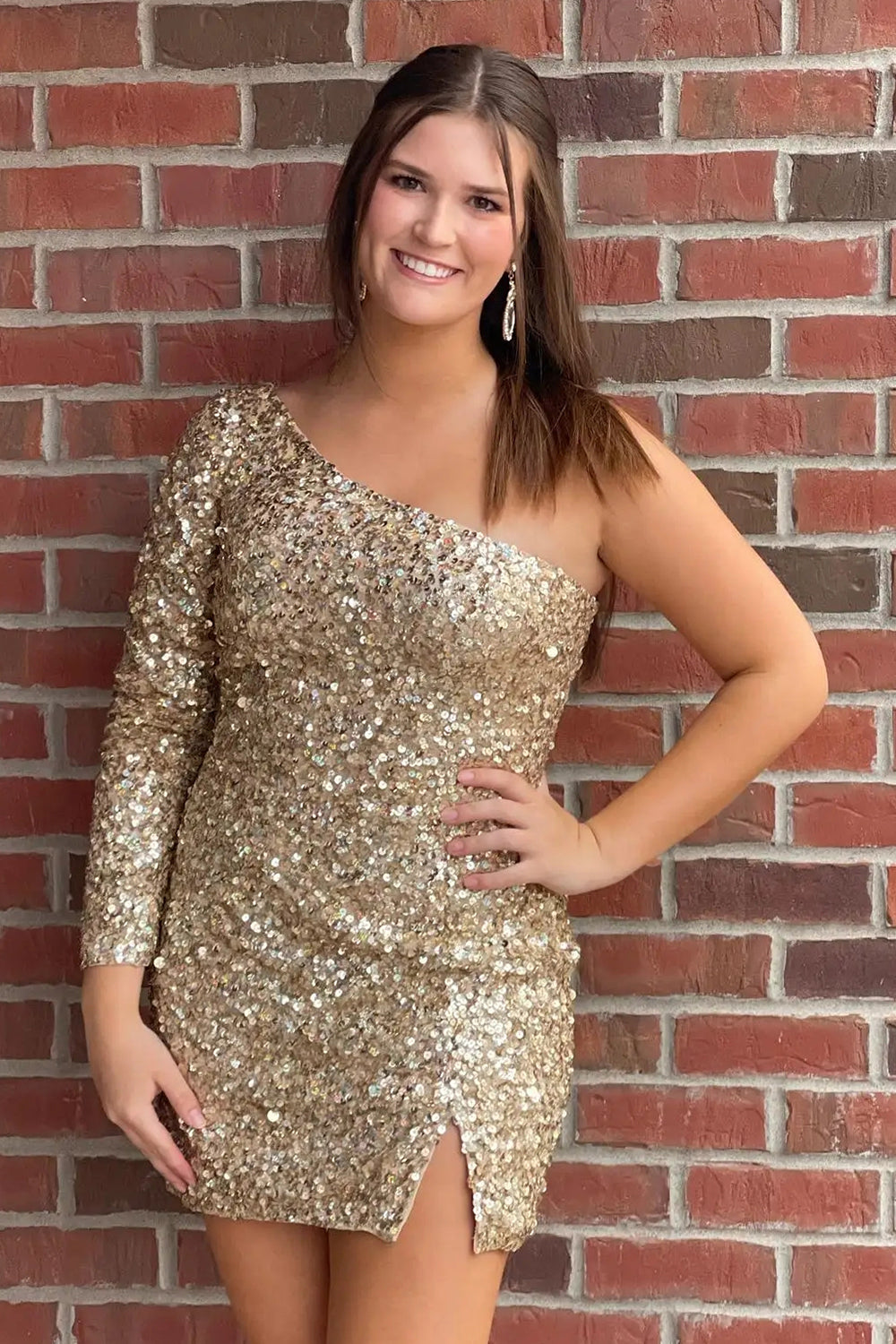 Sequins Homecoming Dress with Sleeves