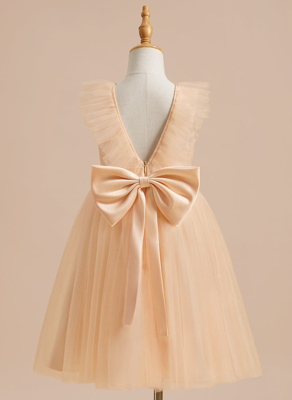 Vestido de niña de las flores de corte A, de satén y tul, hasta la rodilla 