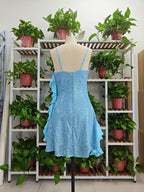 Beautiful Blue Straps Sequins Chiffon Ruffles Cocktail Dress Homecoming Dress Y8253