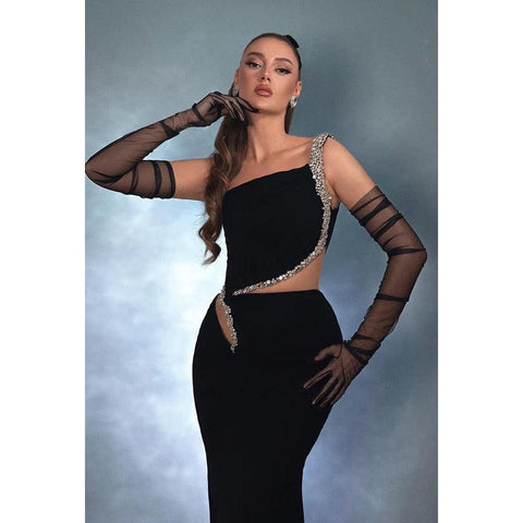 Trumpet/Mermaid Chic & Modern One Shoulder Sleeveless Mermaid Evening Party Prom Dress