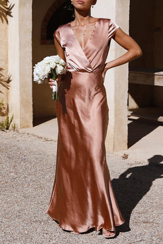 Vestidos de noche formales de celebridades con cuello en V 