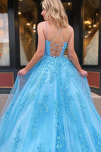 Vestido de graduación rojo de princesa con tirantes finos