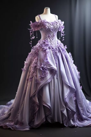Robe de bal de princesse lilas à fleurs 3D plissées, robe de soirée pour les 16 ans, robe de bal Y7606