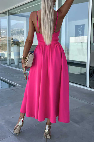 Robe de soirée sexy de célébrités, unie, ajourée, poche, fente en V 