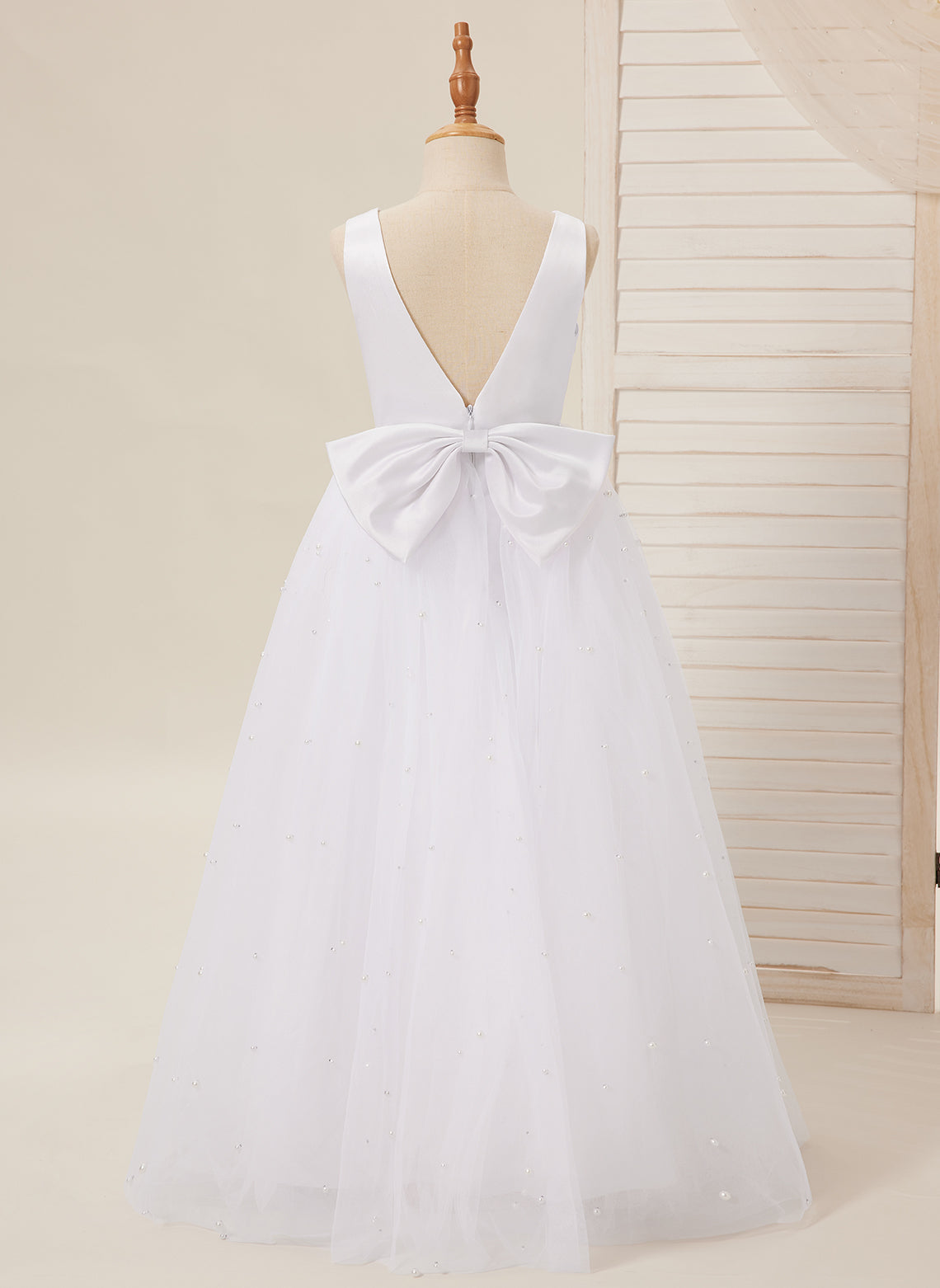 Elegante vestido de princesa de satén y tul para niña de las flores 