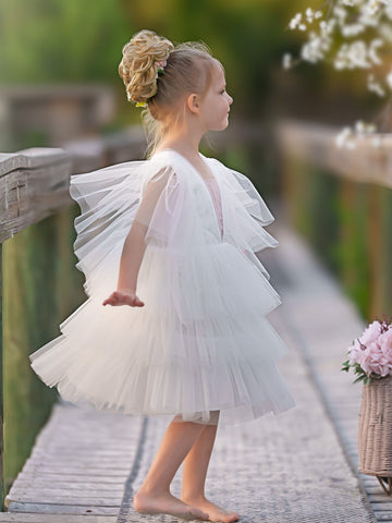 Vestido de niña pequeña de tul elegante estilo hada del jardín encantado 