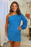 Robe de bal moulante à sequins asymétrique