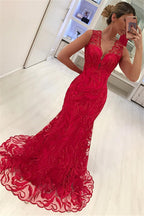 Sleeveless Mermaid Prom Dress With Lace Evening Gowns