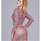 Spring Multi-Color Long Sleeve round Neck Fishtail Banquet Evening Dress for Women