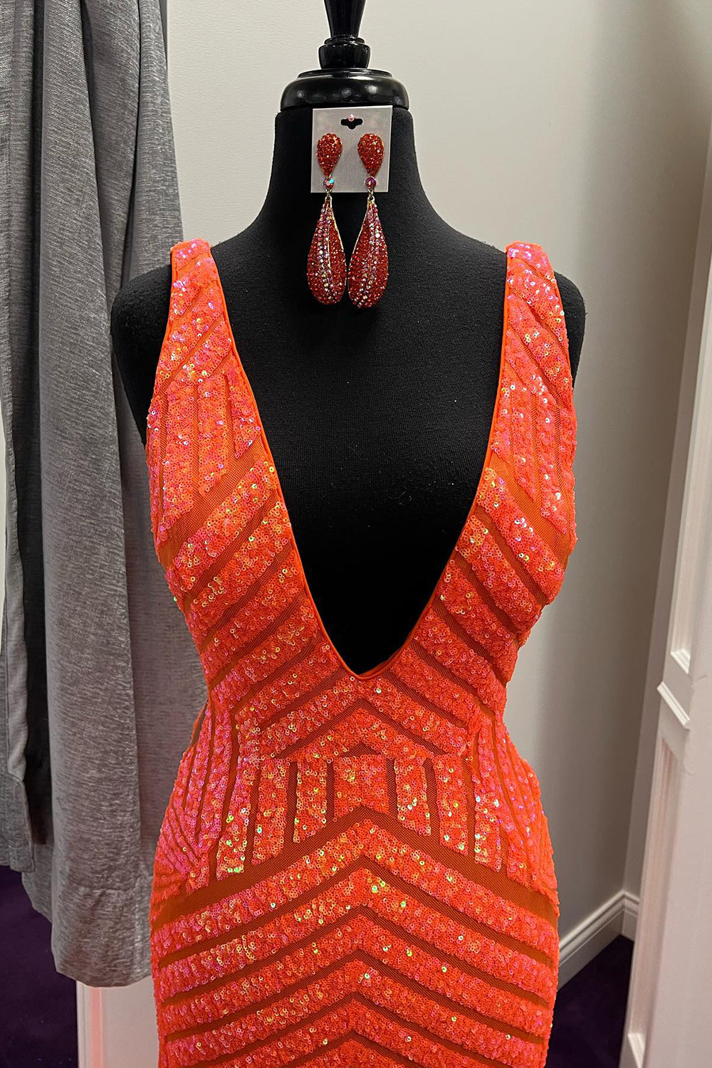 Deep V Neck Sequin Mermaid Prom Dress
