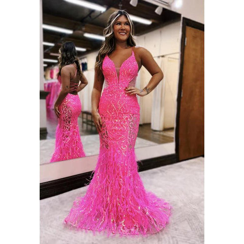 Robe de soirée sirène à paillettes, sexy et scintillante, col en V, bretelles spaghetti