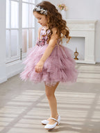Vestido de princesa/vestido de tul hasta la rodilla para bebé niña 