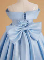 Vestido de gala de satén azul encantado para niñas 