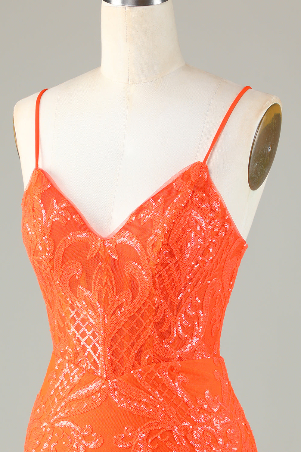 Sparkly Sheath Spaghetti Straps Sequins Corset Homecoming Dress