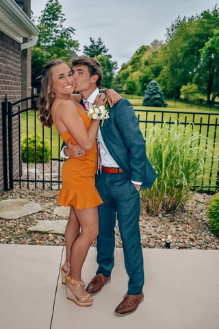 Spaghetti Straps Homecoming Dress with Ruffle Hem Party Dress Y2258