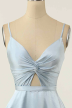 Vestido corto de fiesta plisado con escote en V, nudo retorcido y corte en A Y1866