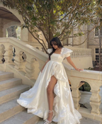 Robe de mariée vintage en satin blanc, robe de mariée blanche Y2373