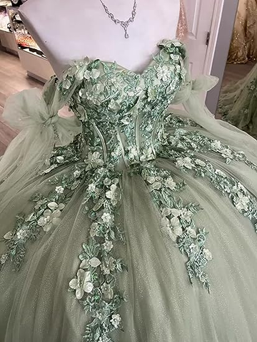Vestido de quinceañera estilo espagueti con apliques de encaje para mujer, ideal para fiestas de 15 y 16 años (modelo Y3038)
