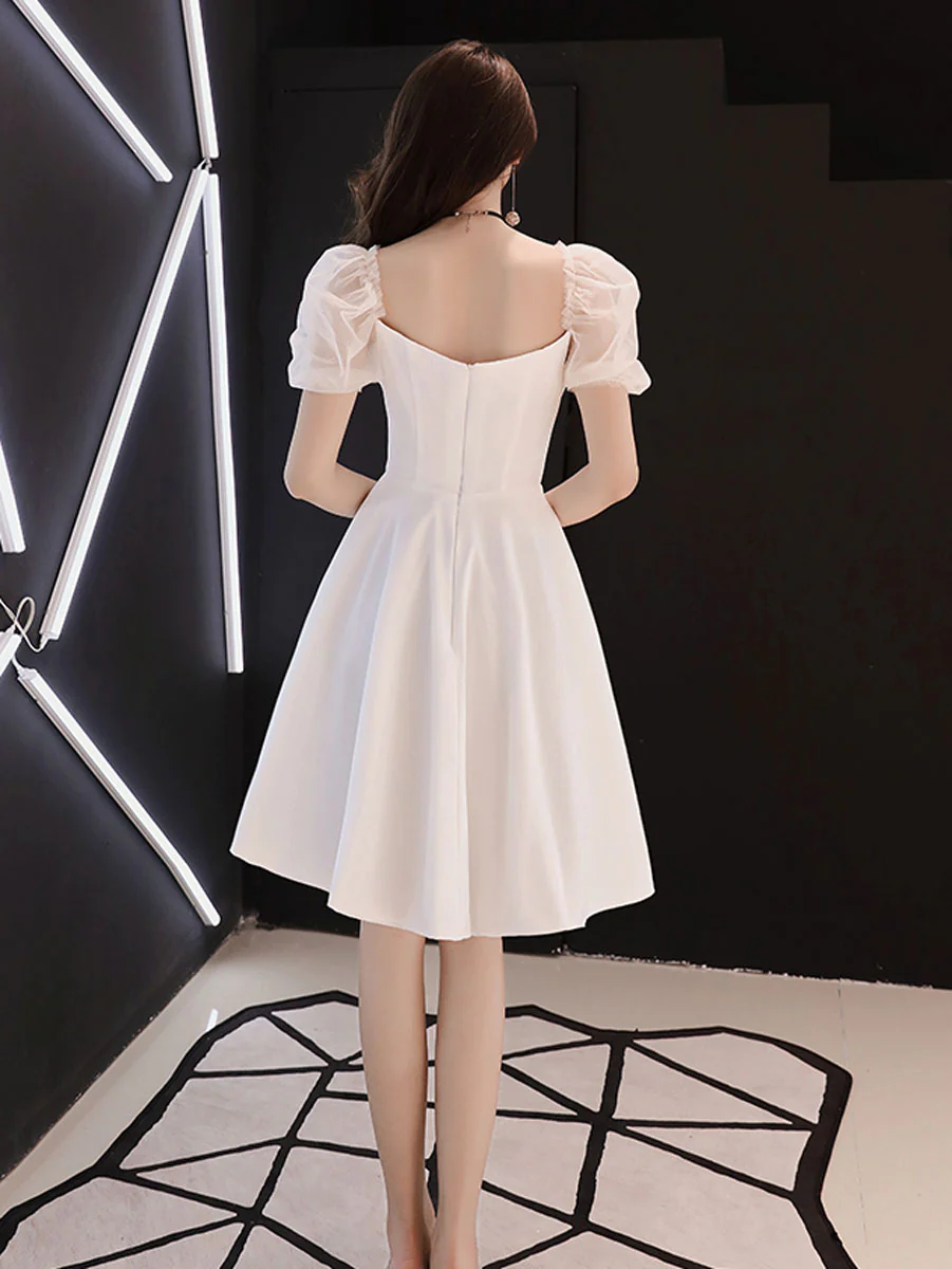 Vestido corto de satén blanco para baile de graduación, vestido blanco para fiesta de bienvenida Y2423